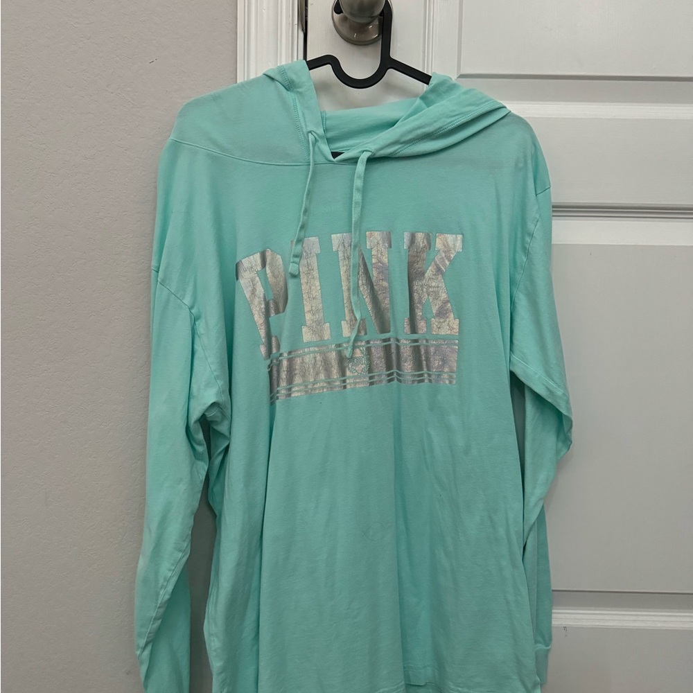Victoria secret Pink oversized Hoodie with Silver Accents size medium